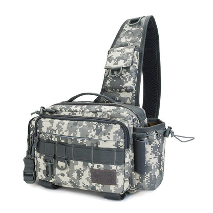 Gray digital camouflage Shoreline shoulder bag with wide shoulder strap
