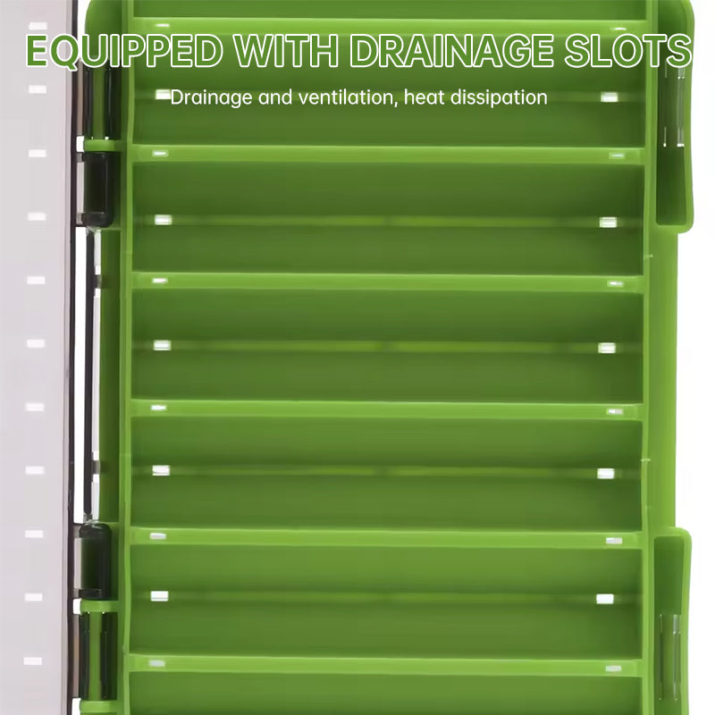 Close-up of drainage openings in the lure box
